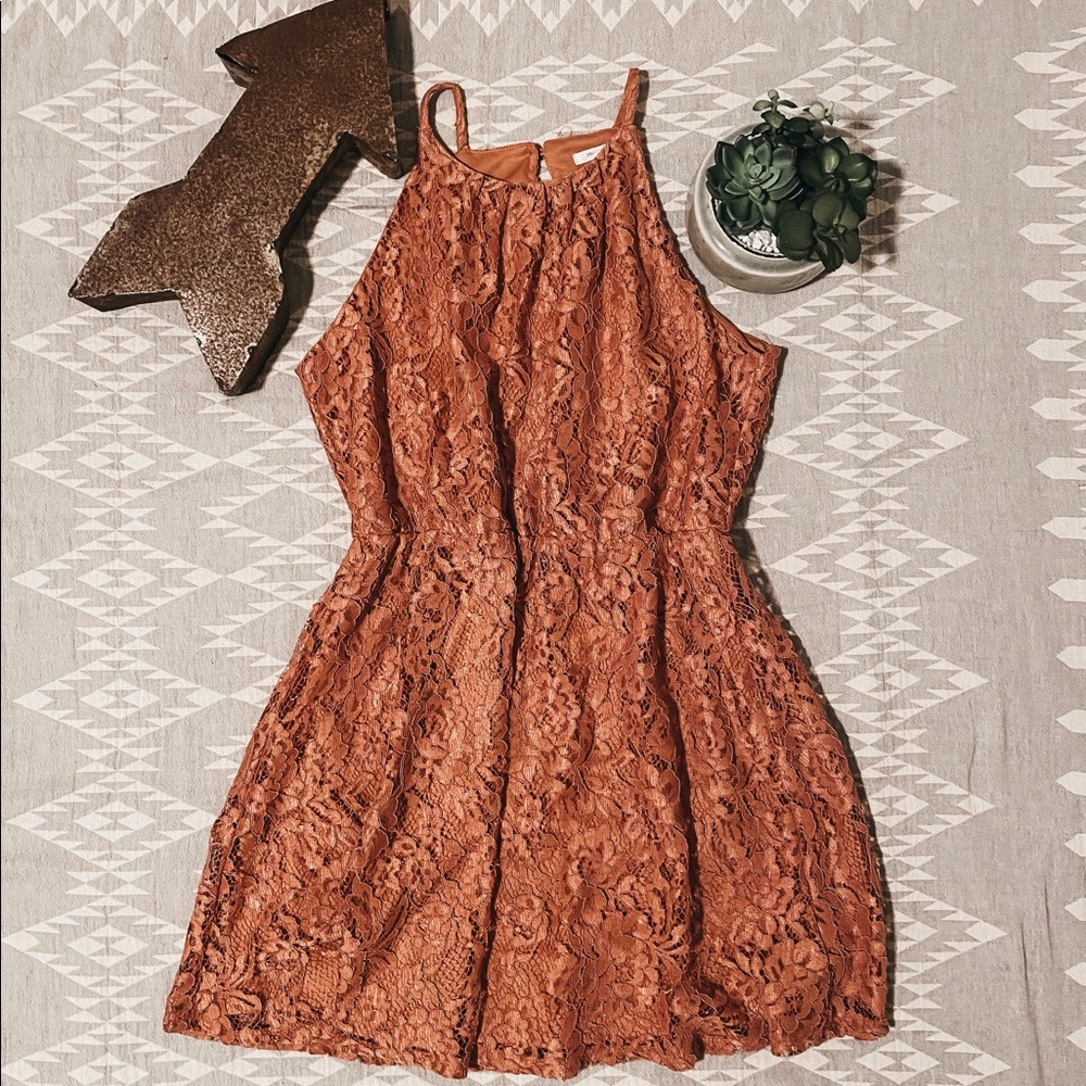 Peach lace dress